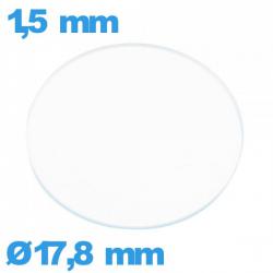 Verre circulaire en verre minéral 17,8 mm plat montre