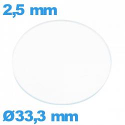 Verre plat verre minéral circulaire 33,3 mm pour montre