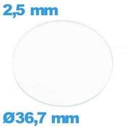 Verre circulaire 36,7 mm plat de montre verre minéral