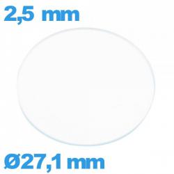 Verre 27,1 mm circulaire plat de montre en verre minéral