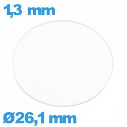 Verre plat en verre minéral circulaire 26,1 mm montre