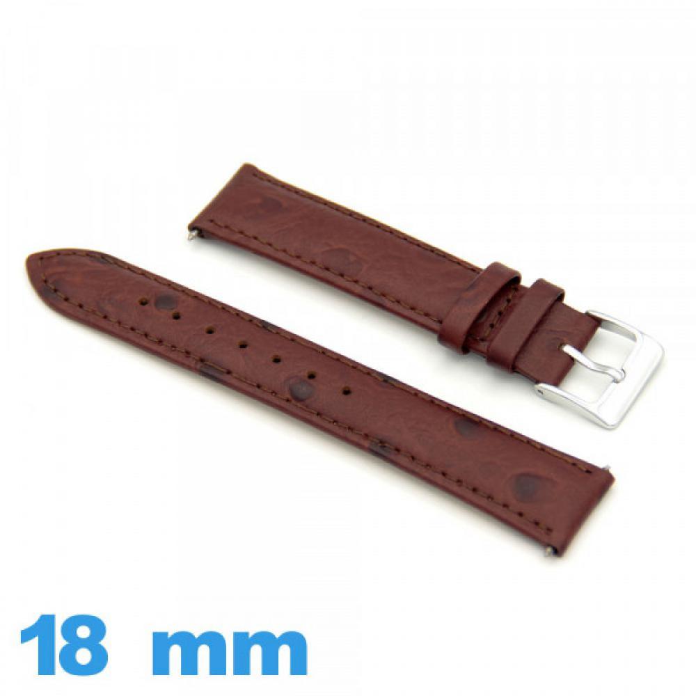 Bracelet Vrai cuir Rouge Bordeaux pour montre 18mm Rembourr Cuir