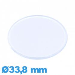 Verre 33,8 mm plat et fin pour montre plexiglas Circulaire