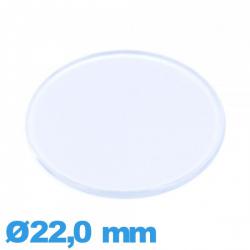 Verre plat et fin de montre Plastique Circulaire 22,0 mm