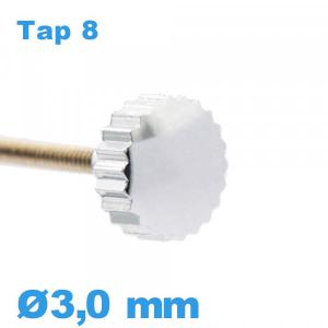 Couronne de Remontoir Montre tube long TAP 8 - argenté / 3,0 mm