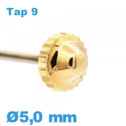 Couronne de Remontoir Montre TAP 9 tube long / 5,0mm - Doré