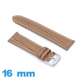 Bracelet montre camel Cuir de veau véritable de luxe à motif d'écailles 16 mm