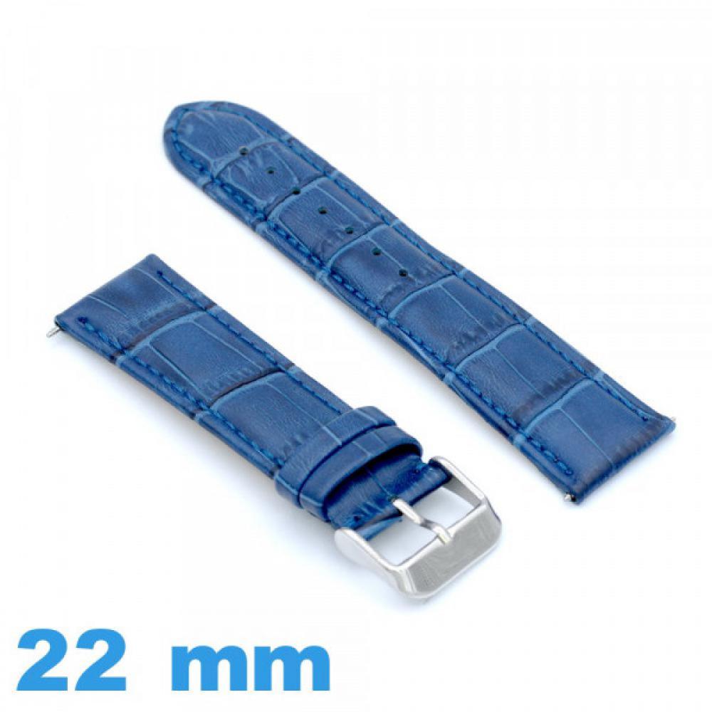 Bracelet Cuir v ritable de veau de luxe bleu pour montre 22 mm