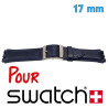 Bracelet 17 mm Cuir de montre Bleu Swatch