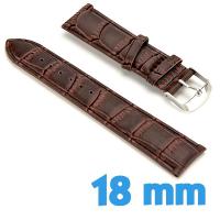 Bracelet Cuir Synthétique croco Brun montre 18 mm