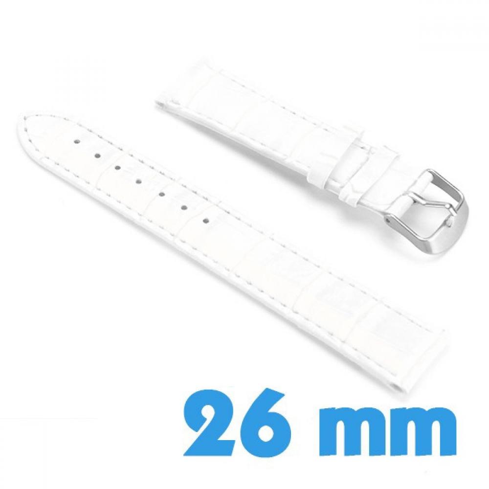 Bracelet de montre Blanc Cuir Synth tique croco 26mm