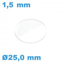 Verre 25,0*1,5 mm montre  biseauté