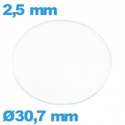 Verre 30,7 mm de montre circulaire en verre minéral