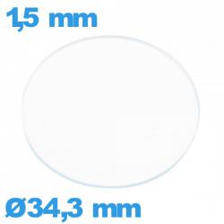 Verre en verre minéral circulaire 34,3 mm montre