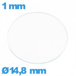 Verre 14,8 mm pour montre en verre minéral circulaire