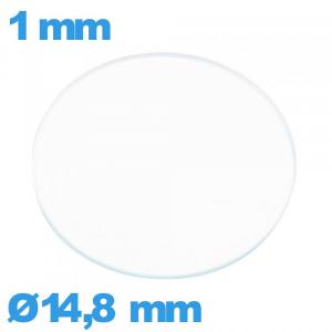 Verre 14,8 mm pour montre en verre minéral circulaire