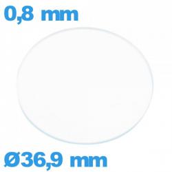 Verre pour montre en verre minéral circulaire 36,9 mm