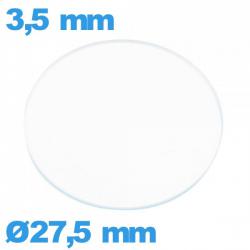 Verre verre minéral circulaire 27,5 mm de montre