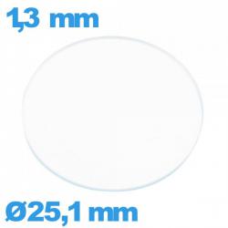 Verre circulaire verre minéral 25,1 mm de montre