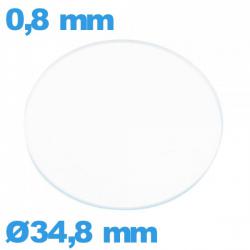 Verre circulaire 34,8 mm verre minéral montre