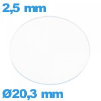 Verre circulaire en verre minéral 20,3 mm montre