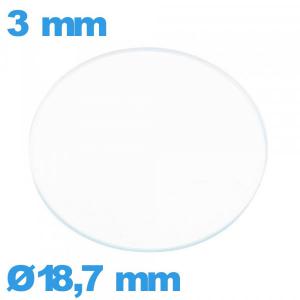 Verre 18,7 mm montre en verre minéral circulaire