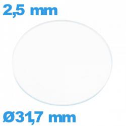 Verre 31,7 mm pour montre en verre minéral circulaire