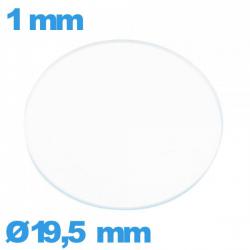 Verre pour montre 19,5 mm en verre minéral circulaire