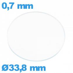 Verre circulaire 33,8 mm montre en verre minéral