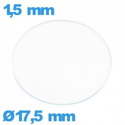 Verre 17,5 mm circulaire pour montre verre minéral