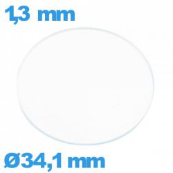 Verre verre minéral circulaire 34,1 mm montre