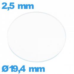 Verre 19,4 mm montre en verre minéral circulaire