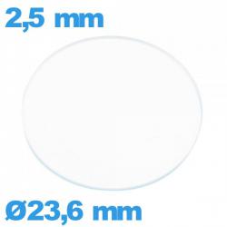 Verre en verre minéral circulaire 23,6 mm de montre