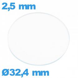 Verre plat pour montre verre minéral 32,4 mm circulaire