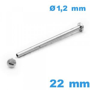 Barre bracelet 22 mm tubulaire Argenté à rivet à vis pour bracelet de montre