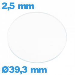 Verre plat 39,3 mm montre verre minéral circulaire