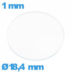 Verre plat 18,4 mm montre en verre minéral circulaire