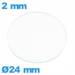 Verre plat 24 mm pour montre en verre minéral circulaire