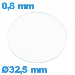 Verre plat verre minéral circulaire 32,5 mm pour montre