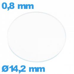 Verre plat verre minéral circulaire 14,2 mm montre