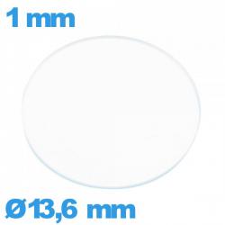 Verre plat verre minéral circulaire pour montre 13,6 mm