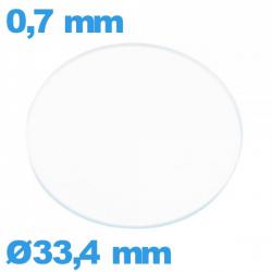 Verre circulaire 33,4 mm plat montre verre minéral