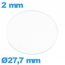 Verre 27,7 mm montre plat circulaire verre minéral