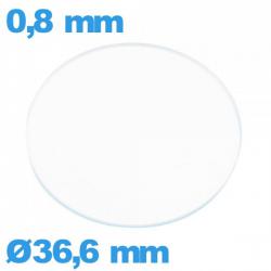 Verre plat 36,6 mm pour montre verre minéral circulaire