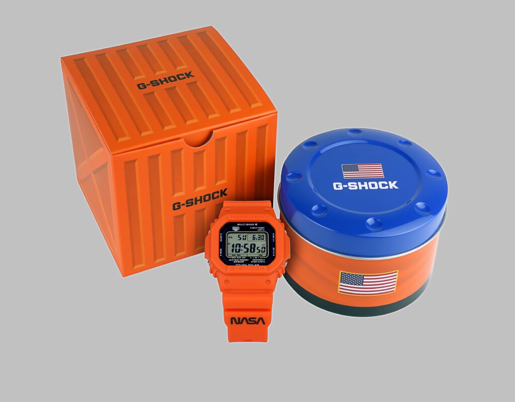 Boîte et packaging avec la montre NASA Casio G-Shock