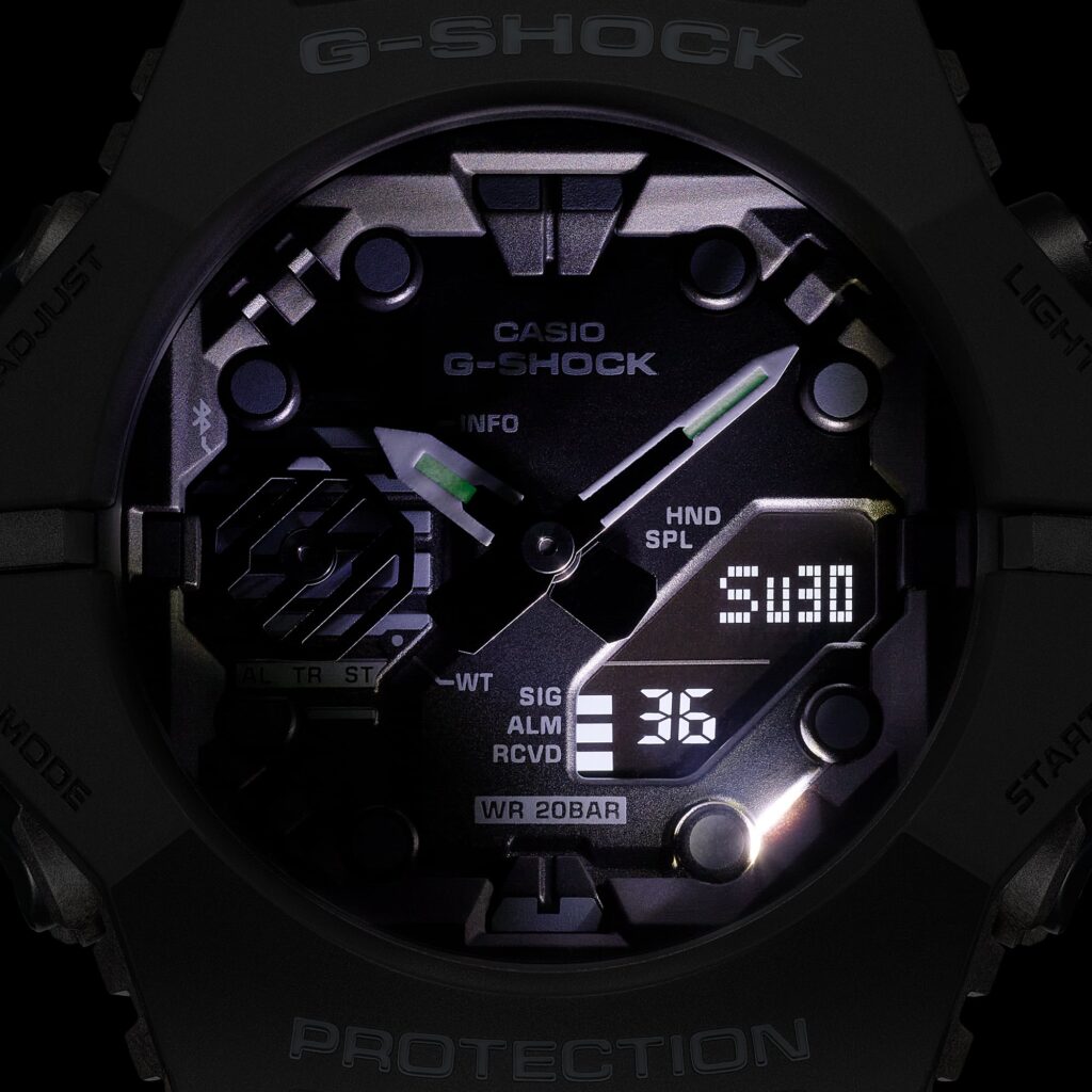 Vue de nuit de la montre Casio G-Shock GA-B001