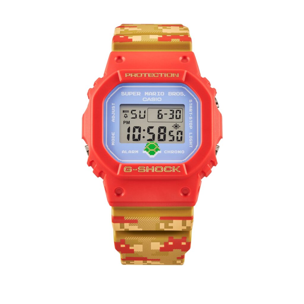 Packshot de la montre Casio G-Shock DW5600 édition Super Mario Bros