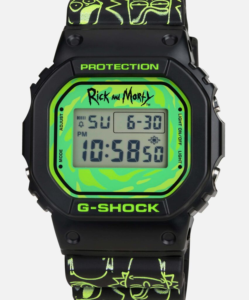 Vue de face de la montre G Shock x Rick et Morty